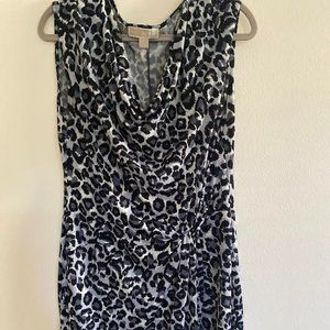 Michael Kors Leopard Dress with Drape Neck - Size L